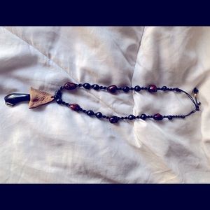 Wood and leather Mushroom necklace